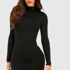 Robe Moulante à Col Roulé Et Manches Longues -Pas Cher Vêtue Diva Magasin gzz29783 black xl 3 scaled