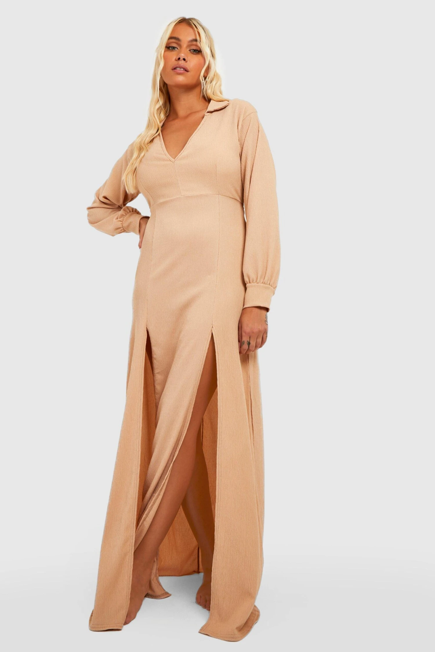 Robe Chemise De Plage Fendue Texturée 5 Robe Chemise De Plage Fendue Texturée – Image 3