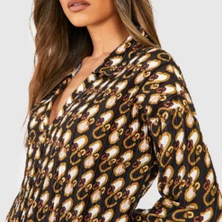 Robe Chemise Oversize à Imprimé Chaîne -Pas Cher Vêtue Diva Magasin gzz30199 black xl 3