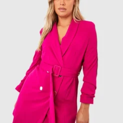 Grande Taille - Robe Blazer à Boutons Dorés -Pas Cher Vêtue Diva Magasin gzz30426 hot20pink xl 3
