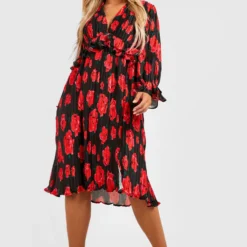 Grande Taille - Robe Mi-longue Fleurie Satinée -Pas Cher Vêtue Diva Magasin gzz30457 black xl 2 scaled