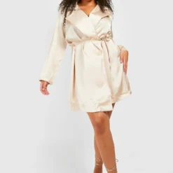 Grande Taille - Robe Blazer à Ceinture -Pas Cher Vêtue Diva Magasin gzz30497 stone xl 3