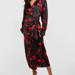 Maternité - Robe De Grossesse Satinée à Imprimé Floral