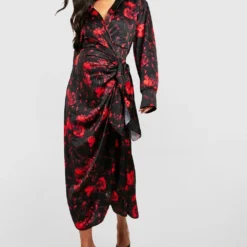 Maternité - Robe De Grossesse Satinée à Imprimé Floral 8 Maternité - Robe De Grossesse Satinée à Imprimé Floral -Pas Cher Vêtue Diva Magasin gzz30709 wine xl 2