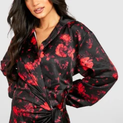 Maternité - Robe De Grossesse Satinée à Imprimé Floral 9 Maternité - Robe De Grossesse Satinée à Imprimé Floral -Pas Cher Vêtue Diva Magasin gzz30709 wine xl 3