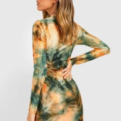 Robe Courte Plissée Imprimée -Pas Cher Vêtue Diva Magasin gzz30802 green xl 1