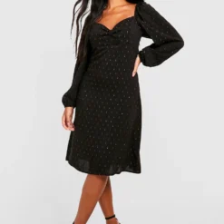 Petite - Robe Métallisée En Plumetis à Manches Bouffantes