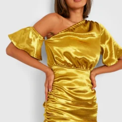 Robe Mi-longue Satinée à Col Bateau -Pas Cher Vêtue Diva Magasin gzz31133 chartreuse xl 3 scaled