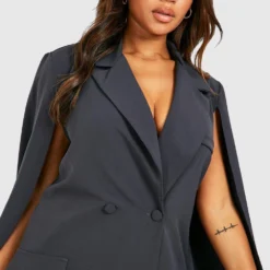 Grande Taille - Robe Blazer Cape -Pas Cher Vêtue Diva Magasin gzz31210 grey xl 3