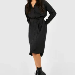 BOOHOO Robe Chemise à Ceinture 8 BOOHOO Robe Chemise à Ceinture -Pas Cher Vêtue Diva Magasin gzz31535 black xl 2