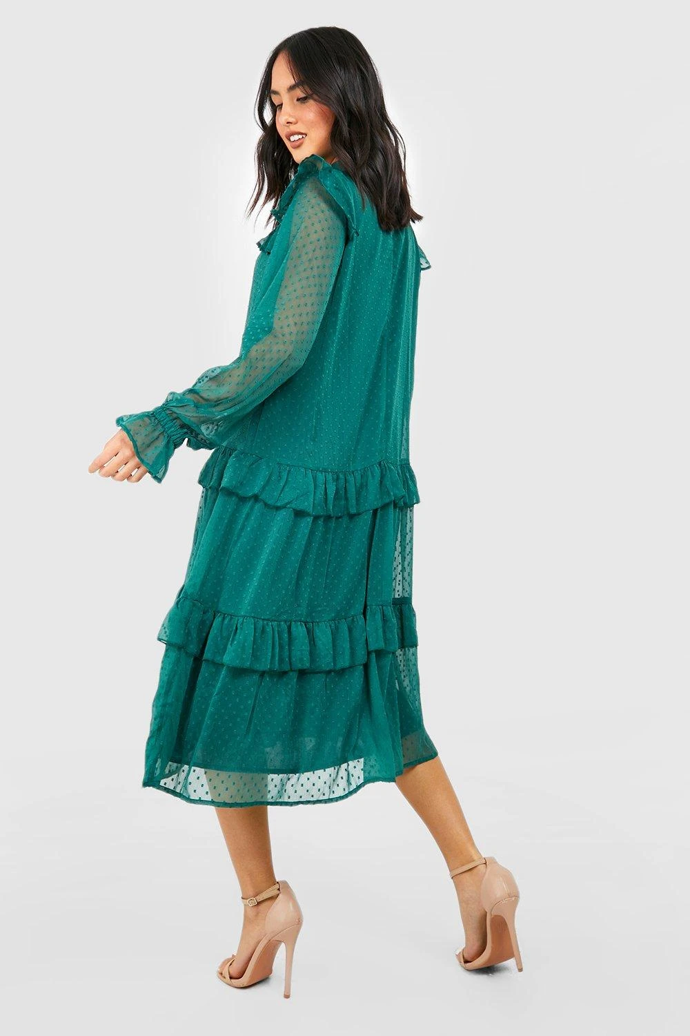 Robe Patineuse En Mesh Plumetis à Col Montant 4 Robe Patineuse En Mesh Plumetis à Col Montant – Image 2