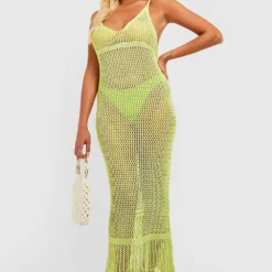 Robe De Plage Longue En Crochet 8 Robe De Plage Longue En Crochet -Pas Cher Vêtue Diva Magasin gzz31750 lime xl 2