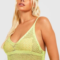 Robe De Plage Longue En Crochet 9 Robe De Plage Longue En Crochet -Pas Cher Vêtue Diva Magasin gzz31750 lime xl 3