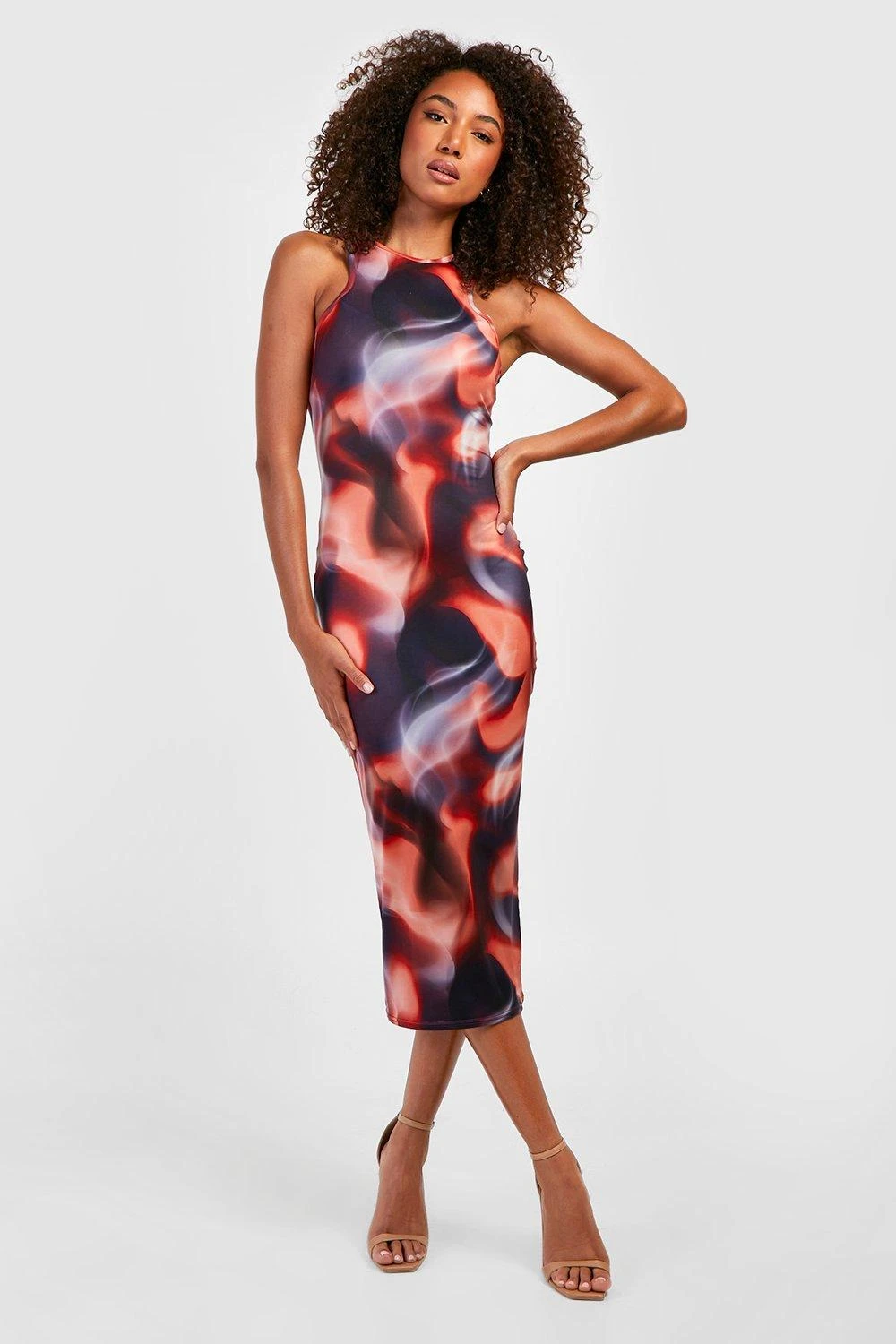 Tall - Robe Moulante Soyeuse à Imprimé Abstrait 5 Tall - Robe Moulante Soyeuse à Imprimé Abstrait – Image 3