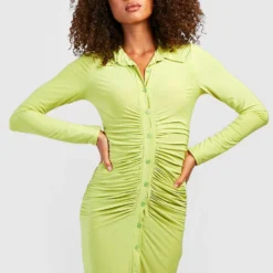 Tall - Robe Chemise Froncée Boutonnée