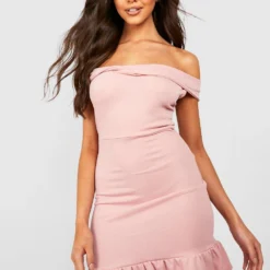 Robe Courte à Volants Et épaules Dénudées -Pas Cher Vêtue Diva Magasin gzz32045 blush xl 2