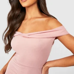 Robe Courte à Volants Et épaules Dénudées -Pas Cher Vêtue Diva Magasin gzz32045 blush xl 3