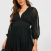 Robe En Plumetis à Manches Ballon -Pas Cher Vêtue Diva Magasin gzz32131 black xl