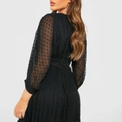 Robe En Plumetis à Manches Ballon -Pas Cher Vêtue Diva Magasin gzz32131 black xl 1