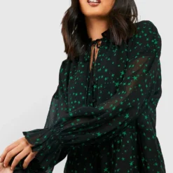 Robe à Volants étagés Et Imprimé étoile -Pas Cher Vêtue Diva Magasin gzz32284 multi xl 3