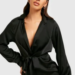 Robe Chemise Mi-longue Satinée