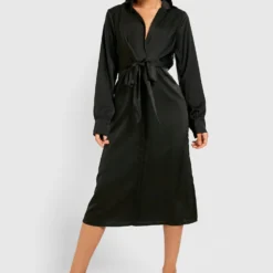 Robe Chemise Mi-longue Satinée -Pas Cher Vêtue Diva Magasin gzz32346 black xl 2 scaled