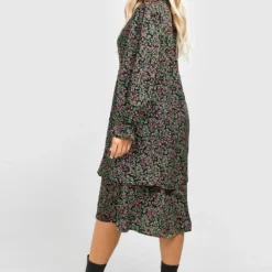 Grande Taille - Robe Mi-longue à Col Rond Et Volants 7 Grande Taille - Robe Mi-longue à Col Rond Et Volants -Pas Cher Vêtue Diva Magasin gzz32405 leopard xl 1