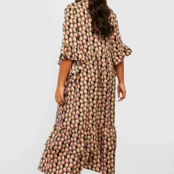 Grande Taille - Robe Chemise Mi-longue à Volants -Pas Cher Vêtue Diva Magasin gzz32406 black xl 1