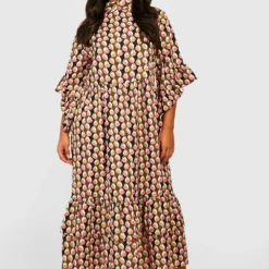 Grande Taille - Robe Chemise Mi-longue à Volants -Pas Cher Vêtue Diva Magasin gzz32406 black xl 2