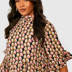 Grande Taille - Robe Chemise Mi-longue à Volants -Pas Cher Vêtue Diva Magasin gzz32406 black xl 3