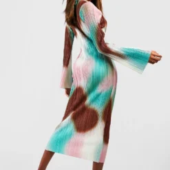 Robe Longue Plissée Imprimée à Manches évasées -Pas Cher Vêtue Diva Magasin gzz32449 multi xl 1