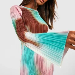 Robe Longue Plissée Imprimée à Manches évasées -Pas Cher Vêtue Diva Magasin gzz32449 multi xl 3