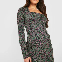 Tall - Robe Moulante Texturée Fleurie -Pas Cher Vêtue Diva Magasin gzz32696 black xl 3