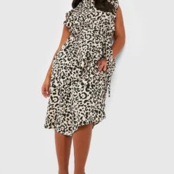 Grande Taille - Robe Mi-longue à Volants Et Imprimé Léopard 8 Grande Taille - Robe Mi-longue à Volants Et Imprimé Léopard -Pas Cher Vêtue Diva Magasin gzz32955 leopard xl 2