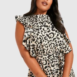 Grande Taille - Robe Mi-longue à Volants Et Imprimé Léopard 9 Grande Taille - Robe Mi-longue à Volants Et Imprimé Léopard -Pas Cher Vêtue Diva Magasin gzz32955 leopard xl 3