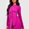 Robe Portefeuille Courte Nouée -Pas Cher Vêtue Diva Magasin gzz33020 purple xl
