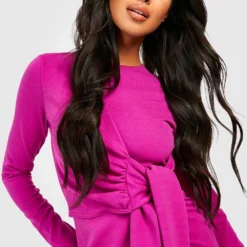 Robe Portefeuille Courte Nouée -Pas Cher Vêtue Diva Magasin gzz33020 purple xl 2