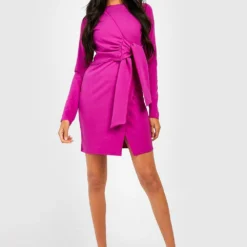 Robe Portefeuille Courte Nouée -Pas Cher Vêtue Diva Magasin gzz33020 purple xl 3