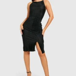 Robe Mi-longue Plissée Fendue