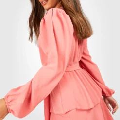 Robe Patineuse Froncée à Volants Et Manches Longues -Pas Cher Vêtue Diva Magasin gzz33137 rose xl 3 scaled