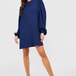 Robe Droite à Manches Ballon -Pas Cher Vêtue Diva Magasin gzz33152 navy xl 2