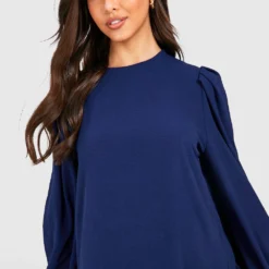 Robe Droite à Manches Ballon -Pas Cher Vêtue Diva Magasin gzz33152 navy xl 3