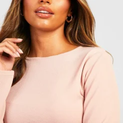 Robe Courte En Crêpe à Manches Longues -Pas Cher Vêtue Diva Magasin gzz33224 rose xl 3