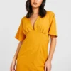 Robe Courte à Manches Larges -Pas Cher Vêtue Diva Magasin gzz33464 mustard xl