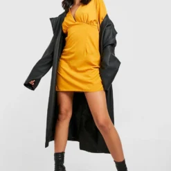 Robe Courte à Manches Larges 8 Robe Courte à Manches Larges -Pas Cher Vêtue Diva Magasin gzz33464 mustard xl 2