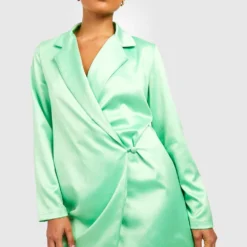 Robe Blazer Cache-cœur Satinée -Pas Cher Vêtue Diva Magasin gzz33495 lime xl 3