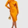Robe Mi-longue Satinée Dos Nu -Pas Cher Vêtue Diva Magasin gzz33500 marigold xl