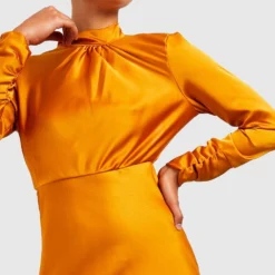 Robe Mi-longue Satinée Dos Nu -Pas Cher Vêtue Diva Magasin gzz33500 marigold xl 3