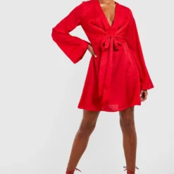 Tall - Robe Patineuse Satinée à Imprimé Léopard 8 Tall - Robe Patineuse Satinée à Imprimé Léopard -Pas Cher Vêtue Diva Magasin gzz33639 red xl 2