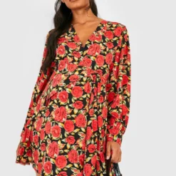 Maternité - Robe De Grossesse Patineuse Imprimée -Pas Cher Vêtue Diva Magasin gzz33667 black xl 3